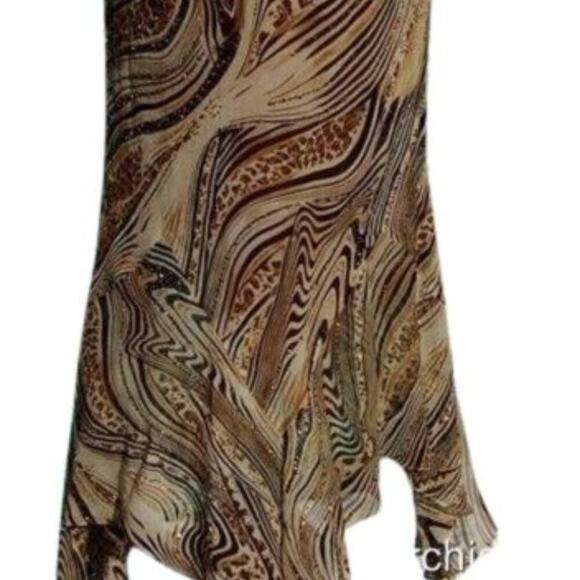 Cache Silk Tiger Animal Metallic Embellished Hankey Hem Lined Skirt New $188 NWT - Picture 4 of 5